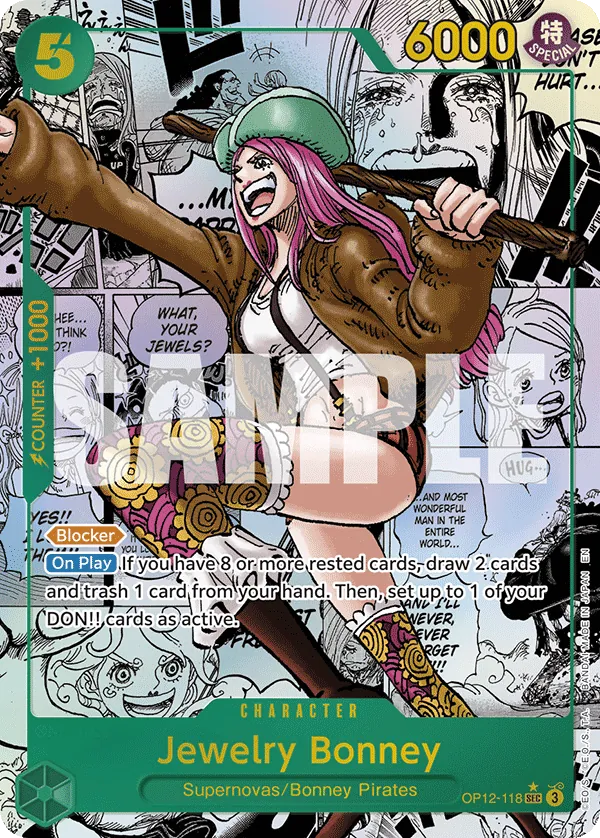 ワンピースカード JEWELRY BONNEY #118 特別レア Jewelry Bonney OP12-118 V3 - Character Verde Manga Rare - Near Mint -