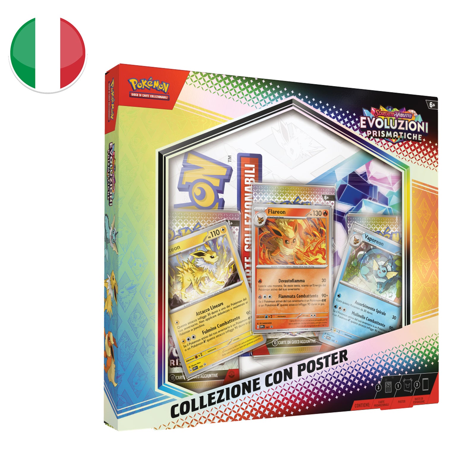 The Pok&eacute;mon Company - 1 Box - Pokemon Collezione Con Poster Evoluzioni Prismatiche Vaporeon Jolteon Flareon