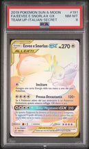Eevee e Snorlax GX 191/181 - ITA - Near Mint - Gradata PSA 8 - Sole e Luna - Gioco di Squadra - Carta Pokemon