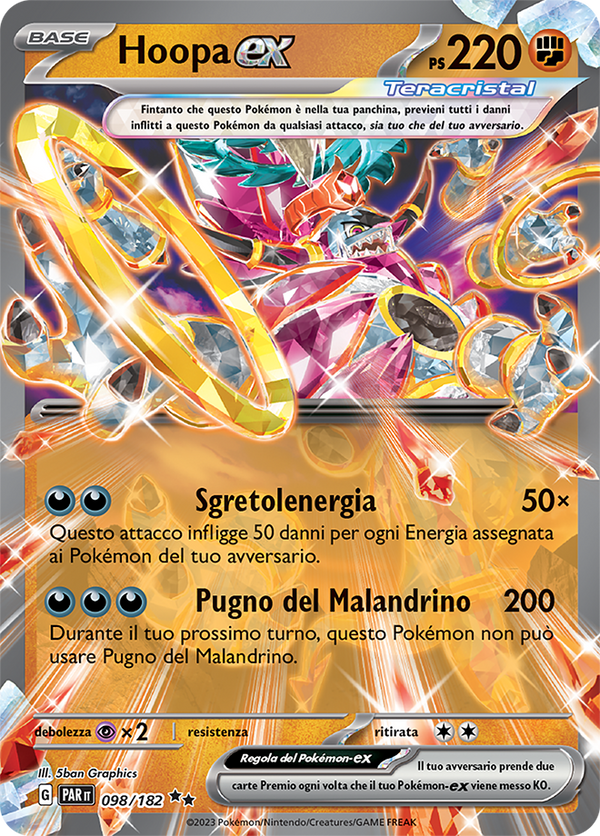 HoopaEX 098/182 - ITA - Mint - Scarlatto e Violetto - Paradosso Temporale - Carta Pokemon