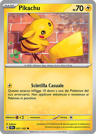 Pikachu 051/162 - ITA - Near Mint - Scarlatto e Violetto - CronoForze