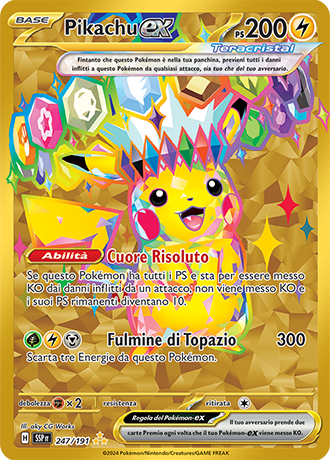 Pikachu-ex 247/191 Segreta Oro - ITA - Near Mint