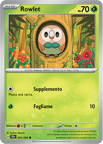 Rowlet 003/064 Reverse Holo Comune - ITA - Near Mint