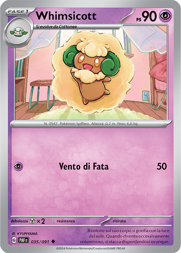 Whimsicott 035/091 - ITA - Mint - Scarlatto e Violetto - Destino di Paldea - Carta Pokemon