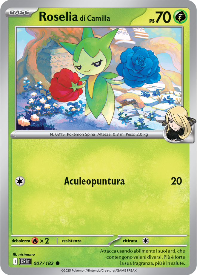 Roselia di Camilla 007/182 - ITA - Near Mint - Scarlatto e Violetto - Rivali Predestinati - Carta Pokemon