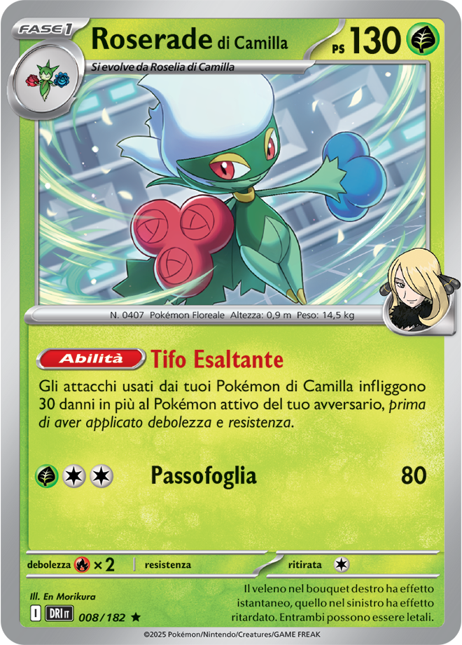 Roserade di Camilla 008/182 Reverse Holo - ITA - Near Mint - Scarlatto e Violetto - Rivali Predestinati - Carta Pokemon