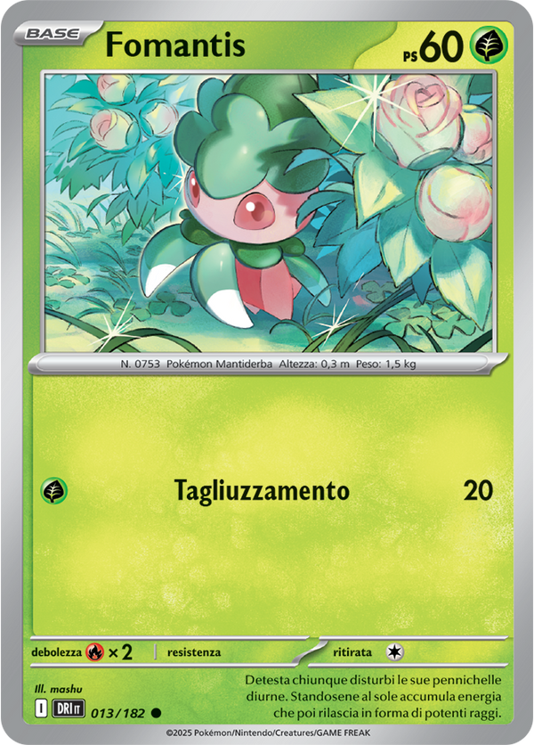 Fomantis 013/182 Reverse Holo - ITA - Near Mint - Scarlatto e Violetto - Rivali Predestinati - Carta Pokemon