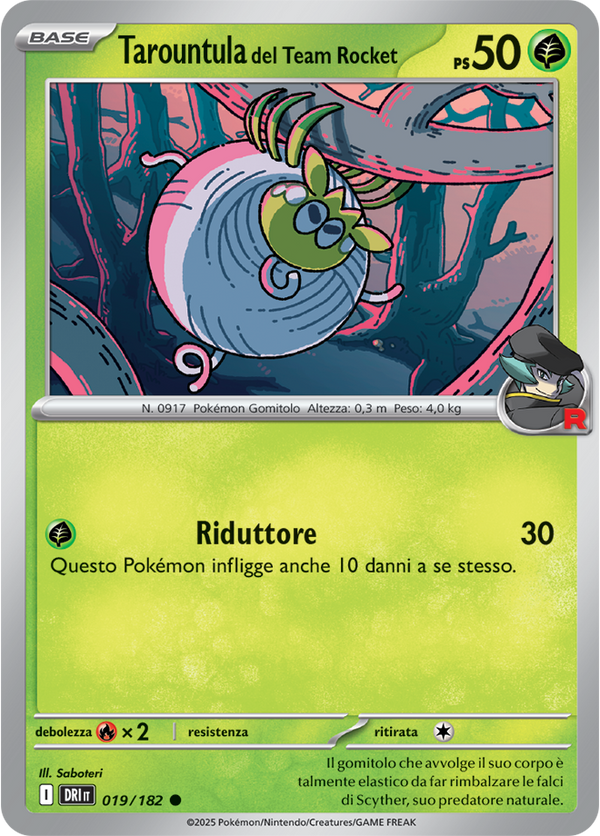 Tarountula del Team Rocket 019/182 Reverse Holo - ITA - Near Mint - Scarlatto e Violetto - Rivali Predestinati - Carta Pokemon