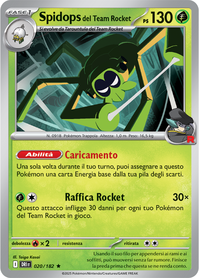 Spidops del Team Rocket 020/182 Holo - ITA - Near Mint - Scarlatto e Violetto - Rivali Predestinati - Carta Pokemon