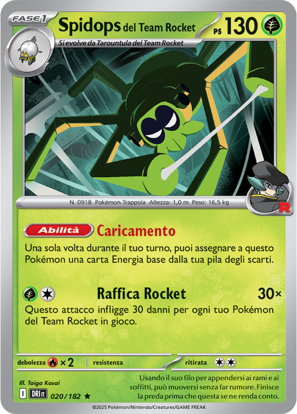 Spidops del Team Rocket 020/182 Reverse Holo - ITA - Near Mint - Scarlatto e Violetto - Rivali Predestinati - Carta Pokemon