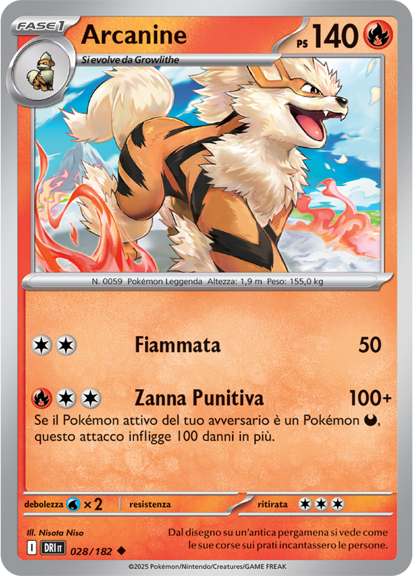 Arcanine 028/182 Reverse Holo - ITA - Near Mint - Scarlatto e Violetto - Rivali Predestinati - Carta Pokemon