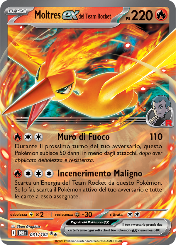Moltres-ex del Team Rocket 031/182 - ITA - Near Mint - Scarlatto e Violetto - Rivali Predestinati - Carta Pokemon
