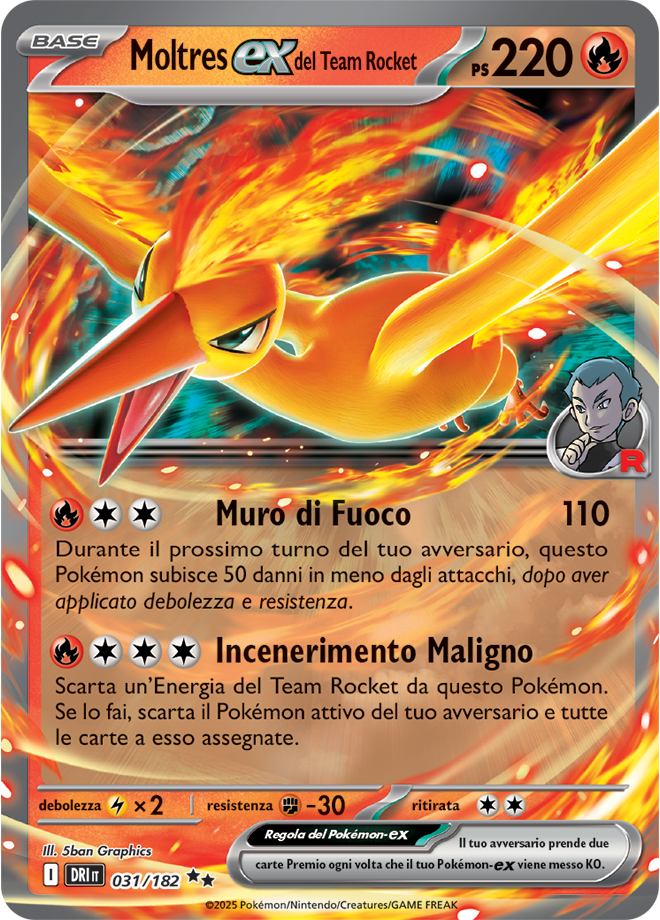 Moltres-ex del Team Rocket 031/182 - ITA - Near Mint - Scarlatto e Violetto - Rivali Predestinati - Carta Pokemon