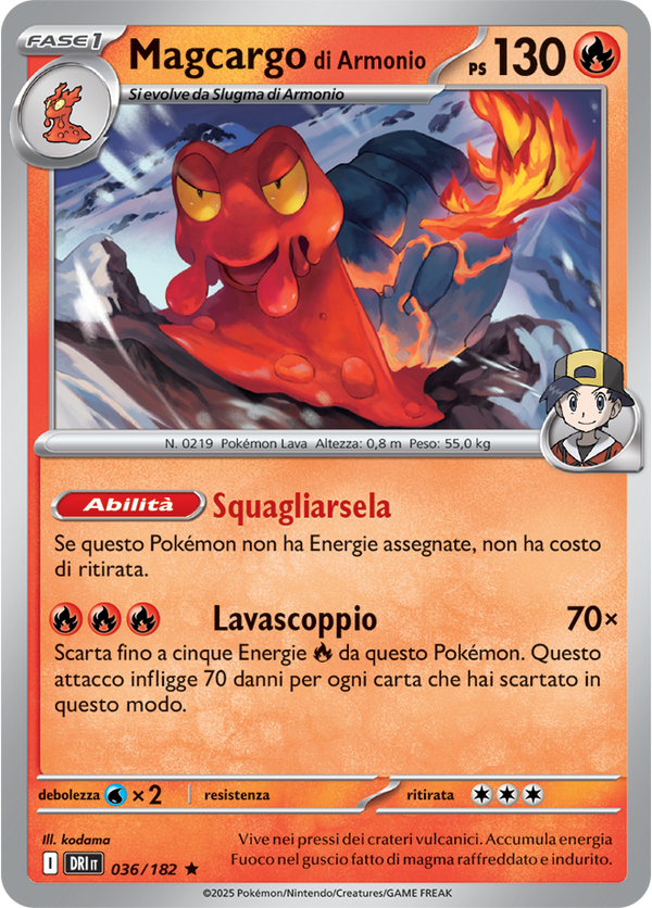 Magcargo di Armonio DRI 036/182 Holo - ITA - Near Mint - Scarlatto e Violetto - Rivali Predestinati - Carta Pokemon