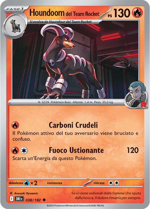 Houndoom del Team Rocket DRI 038/182 - ITA - Near Mint - Scarlatto e Violetto - Rivali Predestinati - Carta Pokemon