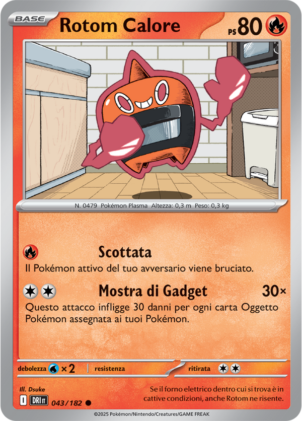 Rotom Calore 043/182 Reverse Holo - ITA - Near Mint - Scarlatto e Violetto - Rivali Predestinati - Carta Pokemon