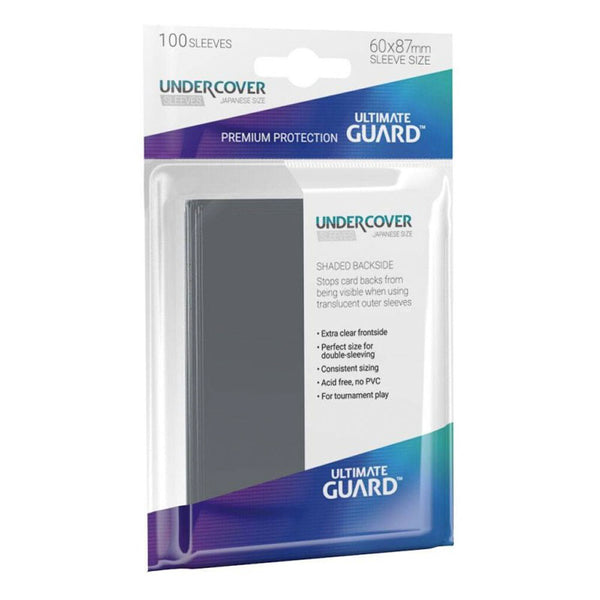 100 Bustine protettive Undercover Sleeves Back Semitrasparente Nero ULTIMATE GUARD Japanese Perfect Size Precision Fit 60 x 87 mm Trasparenti
