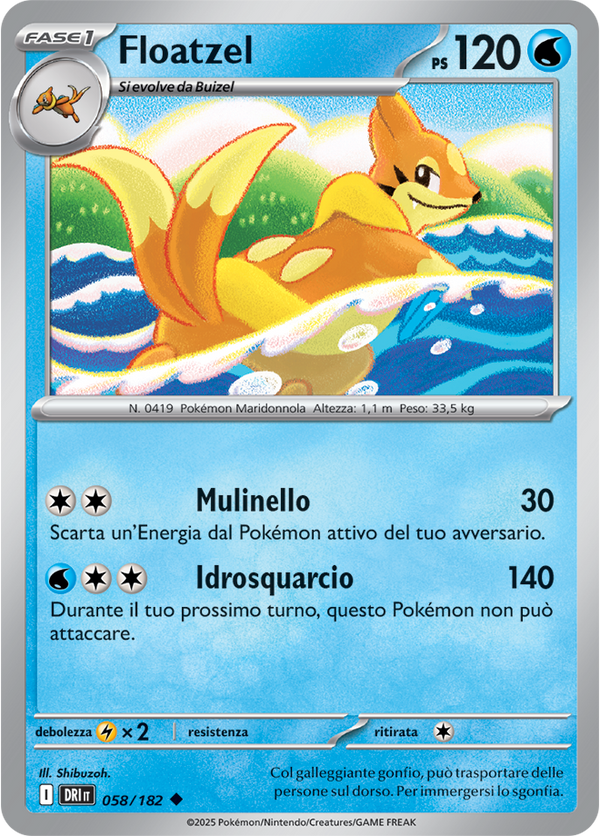 Floatzel DRI 058/182 - ITA - Near Mint - Scarlatto e Violetto - Rivali Predestinati - Carta Pokemon