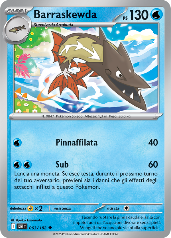 Barraskewda 063/182 Reverse Holo - ITA - Near Mint - Scarlatto e Violetto - Rivali Predestinati - Carta Pokemon