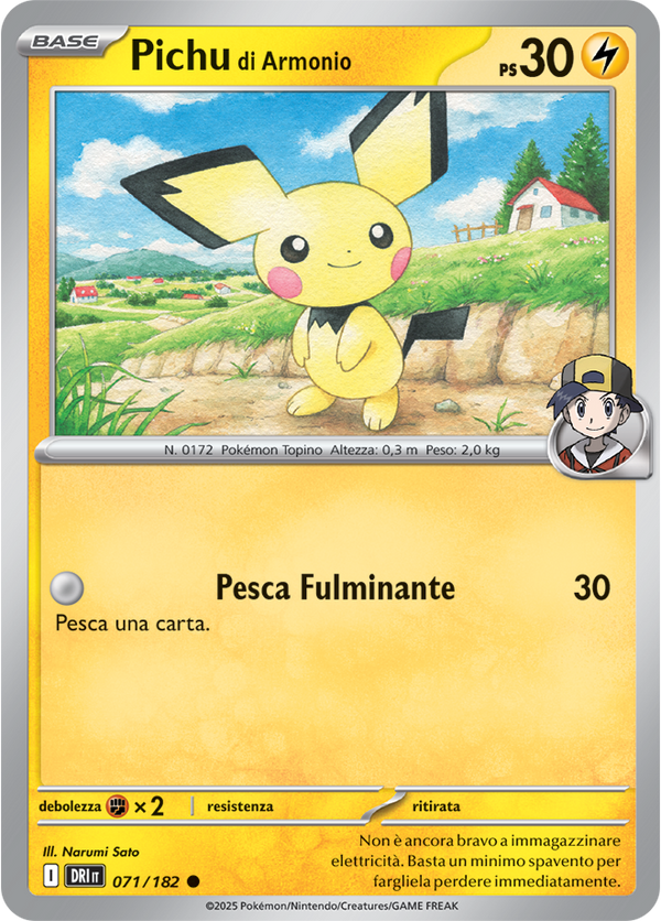 Pichu di Armonio DRI 071/182 - ITA - Near Mint - Scarlatto e Violetto - Rivali Predestinati - Carta Pokemon