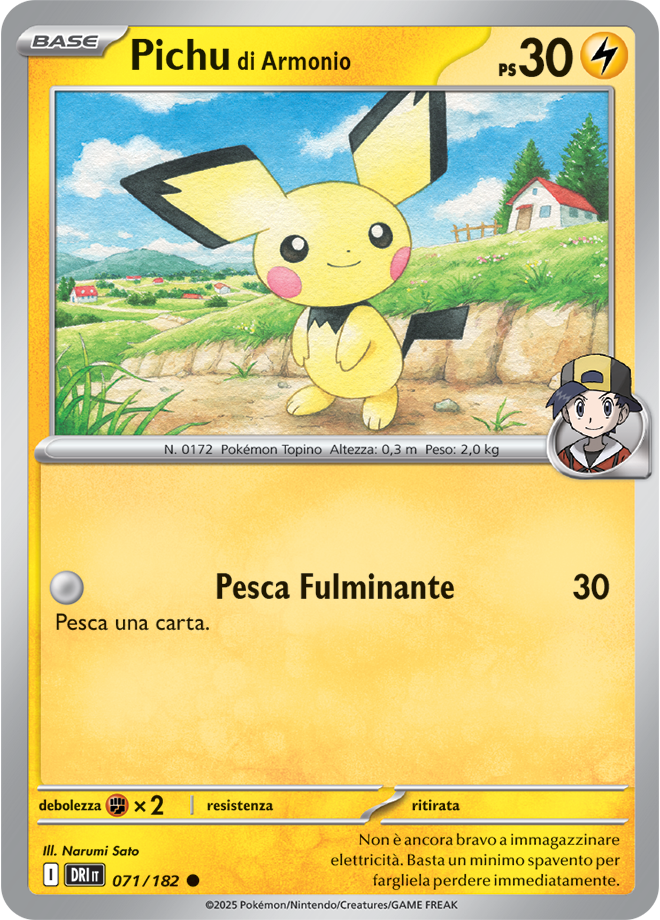 Pichu di Armonio DRI 071/182 - ITA - Near Mint - Scarlatto e Violetto - Rivali Predestinati - Carta Pokemon