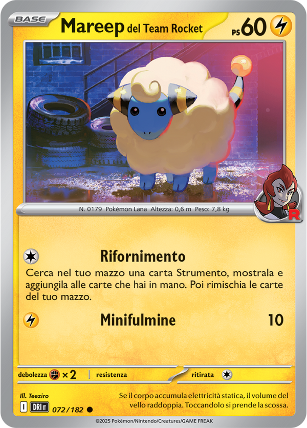 Mareep del Team Rocket 072/182 Reverse Holo - ITA - Near Mint - Scarlatto e Violetto - Rivali Predestinati - Carta Pokemon