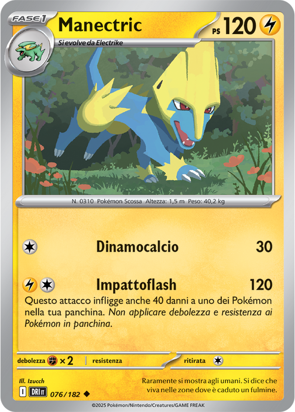 Manectric 076/182 Reverse Holo - ITA - Near Mint - Scarlatto e Violetto - Rivali Predestinati - Carta Pokemon