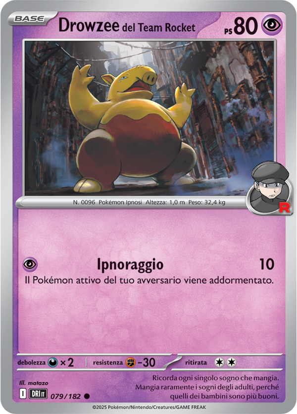 Drowzee del Team Rocket 079/182 Reverse Holo - ITA - Near Mint - Scarlatto e Violetto - Rivali Predestinati - Carta Pokemon