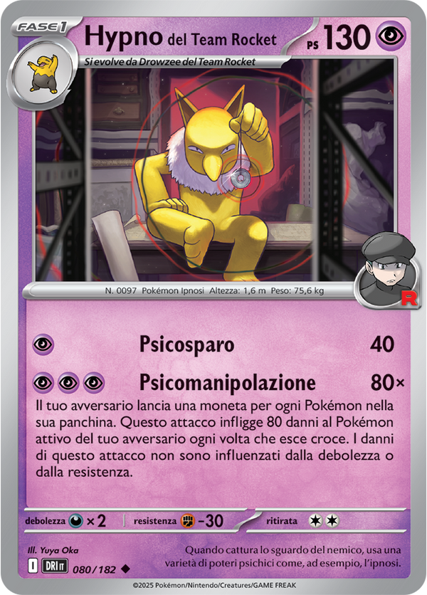 Hypno del Team Rocket 080/182 Reverse Holo - ITA - Near Mint - Scarlatto e Violetto - Rivali Predestinati - Carta Pokemon