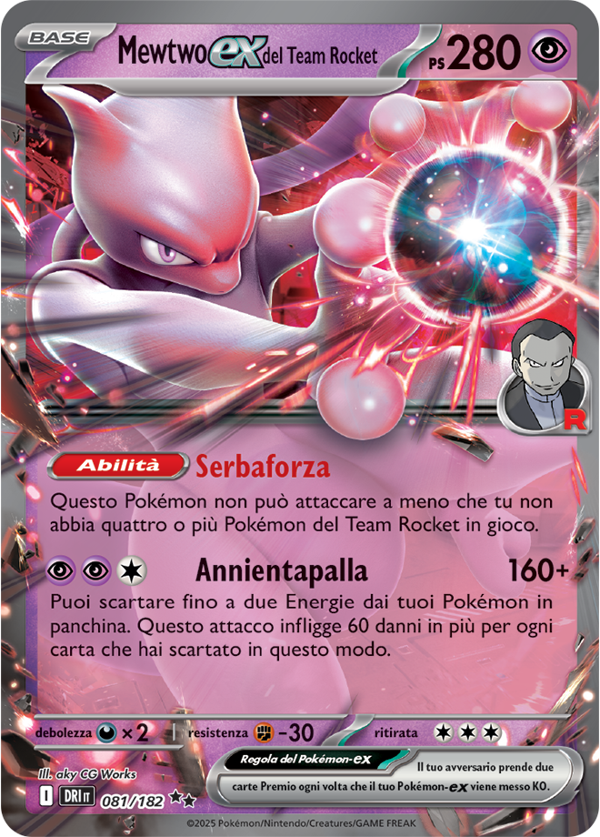 Mewtwo-ex del Team Rocket DRI 081/182 - ITA - Near Mint - Scarlatto e Violetto - Rivali Predestinati - Carta Pokemon