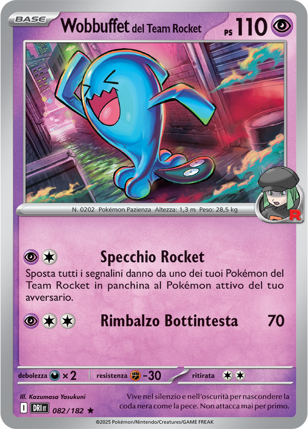 Wobbuffet del Team Rocket DRI 082/182 Holo - ITA - Near Mint - Scarlatto e Violetto - Rivali Predestinati - Carta Pokemon