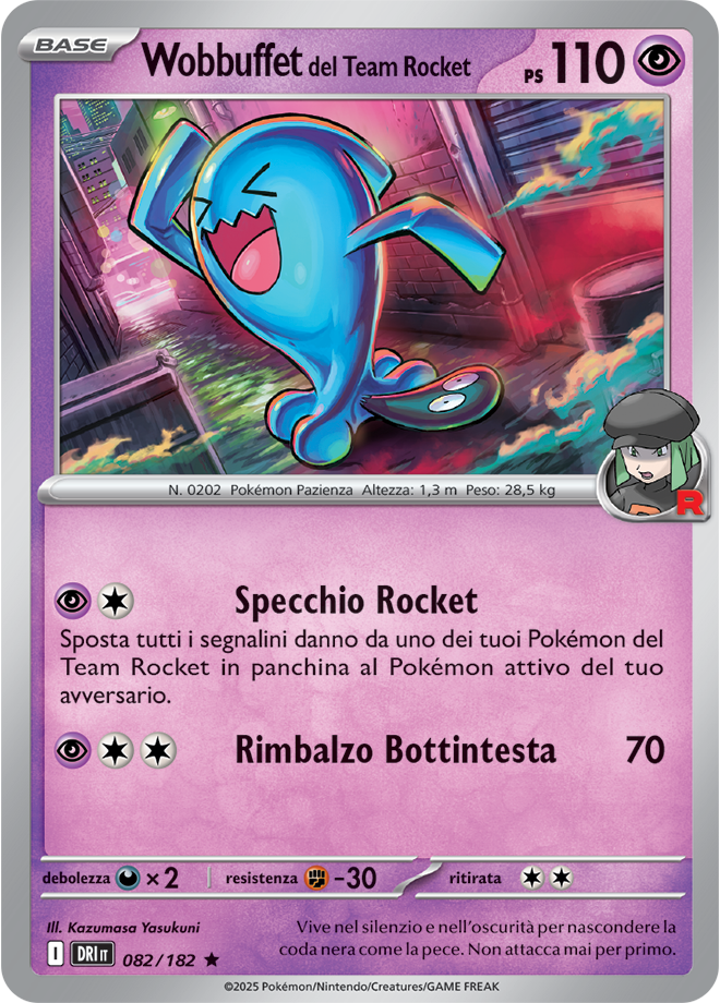 Wobbuffet del Team Rocket DRI 082/182 Holo - ITA - Near Mint - Scarlatto e Violetto - Rivali Predestinati - Carta Pokemon