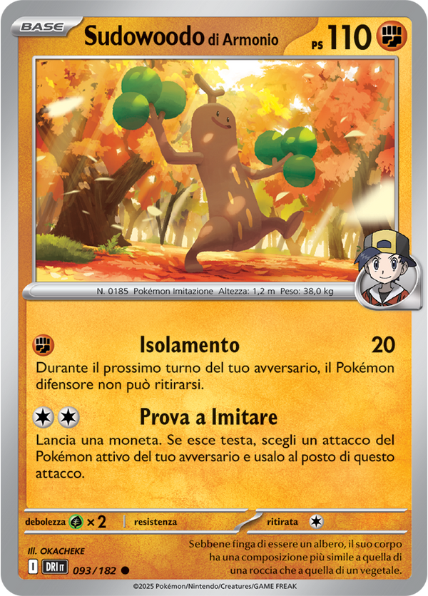 Sudowoodo di Armonio DRI 093/182 - ITA - Near Mint - Scarlatto e Violetto - Rivali Predestinati - Carta Pokemon