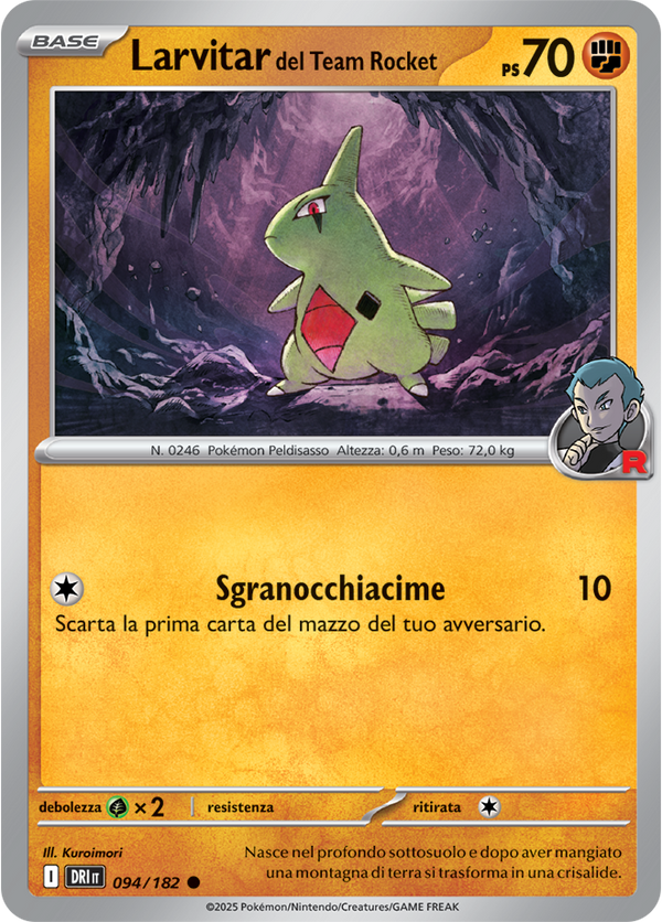 Larvitar del Team Rocket DRI 094/182 - ITA - Near Mint - Scarlatto e Violetto - Rivali Predestinati - Carta Pokemon