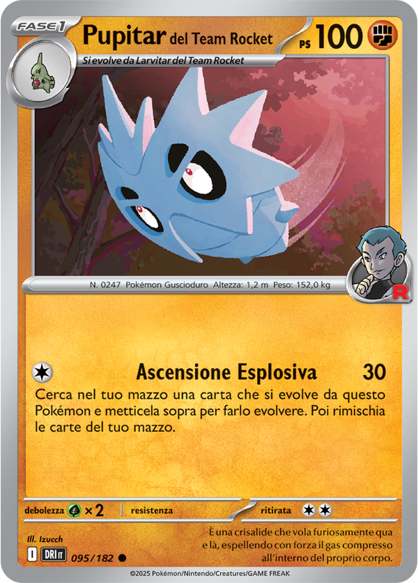 Pupitar del Team Rocket 095/182 Reverse Holo - ITA - Near Mint - Scarlatto e Violetto - Rivali Predestinati - Carta Pokemon