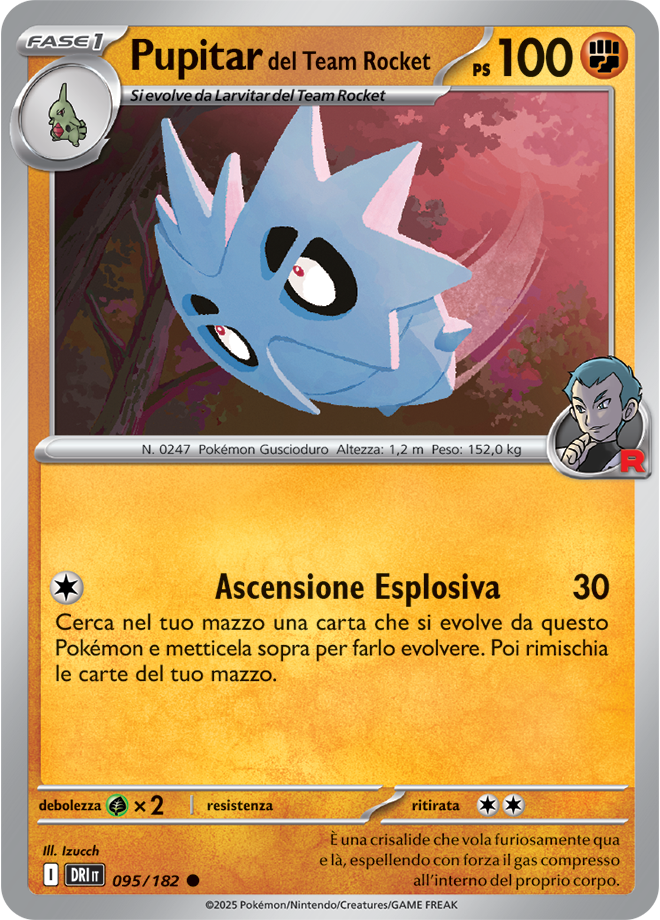 Pupitar del Team Rocket 095/182 Reverse Holo - ITA - Near Mint - Scarlatto e Violetto - Rivali Predestinati - Carta Pokemon