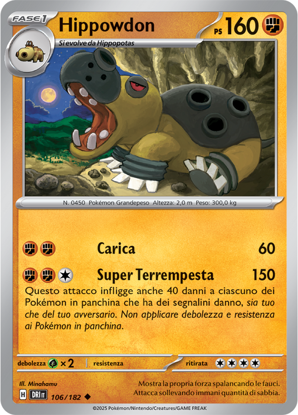 Hippowdon 106/182 - ITA - Near Mint - Scarlatto e Violetto - Rivali Predestinati - Carta Pokemon