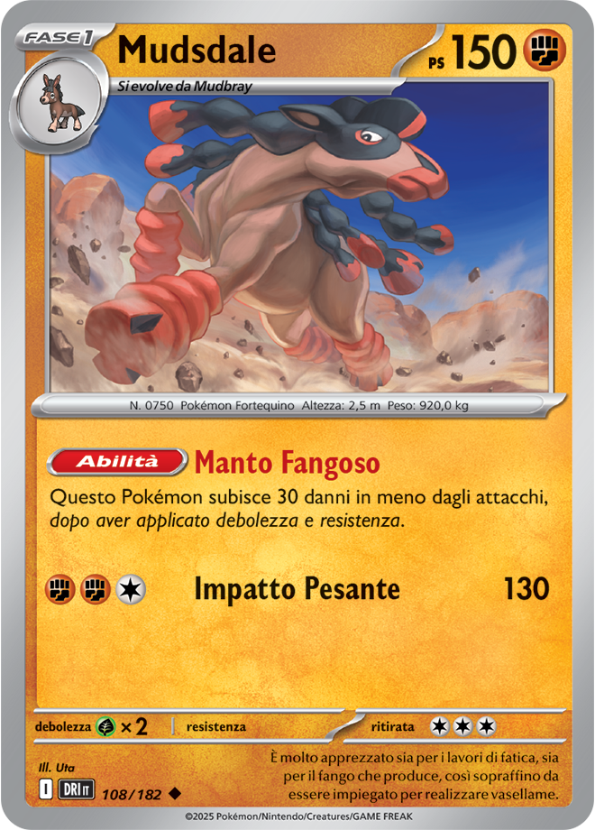 Mudsdale 108/182 - ITA - Near Mint - Scarlatto e Violetto - Rivali Predestinati - Carta Pokemon