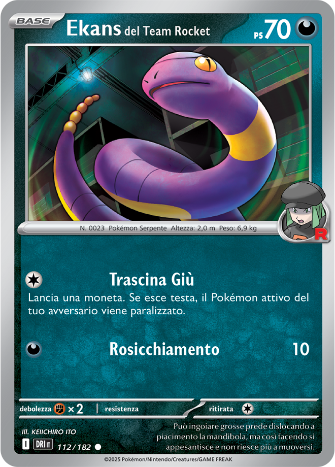 Ekans del Team Rocket DRI 112/182 - ITA - Near Mint - Scarlatto e Violetto - Rivali Predestinati - Carta Pokemon