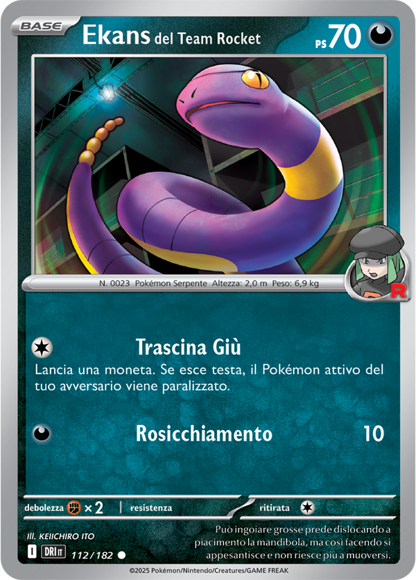 Ekans del Team Rocket 112/182 Reverse Holo - ITA - Near Mint - Scarlatto e Violetto - Rivali Predestinati - Carta Pokemon