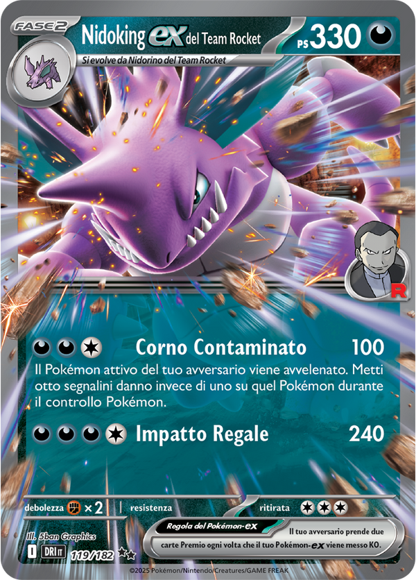 Nidoking-ex del Team Rocket 119/182 - ITA - Near Mint - Scarlatto e Violetto - Rivali Predestinati - Carta Pokemon