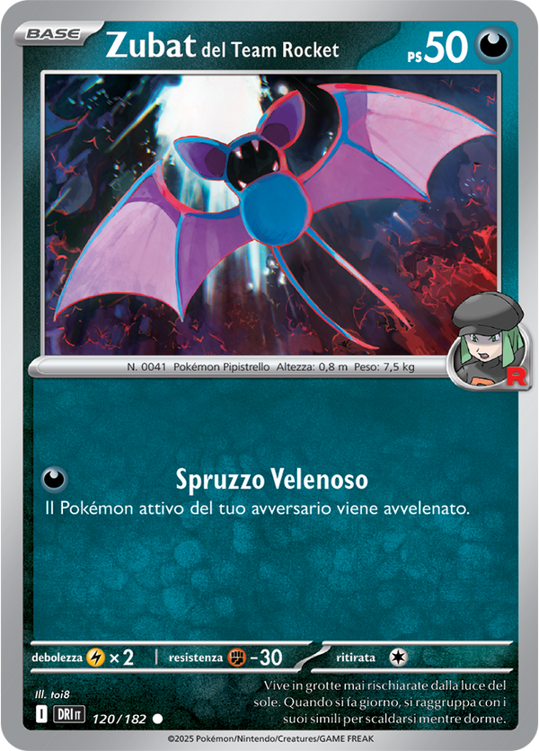 Zubat del Team Rocket 120/182 Reverse Holo - ITA - Near Mint - Scarlatto e Violetto - Rivali Predestinati - Carta Pokemon