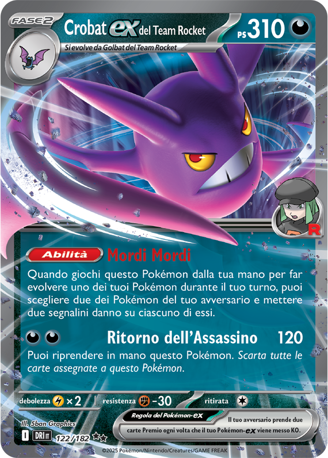 Crobat-ex del Team Rocket 122/182 - ITA - Near Mint - Scarlatto e Violetto - Rivali Predestinati - Carta Pokemon