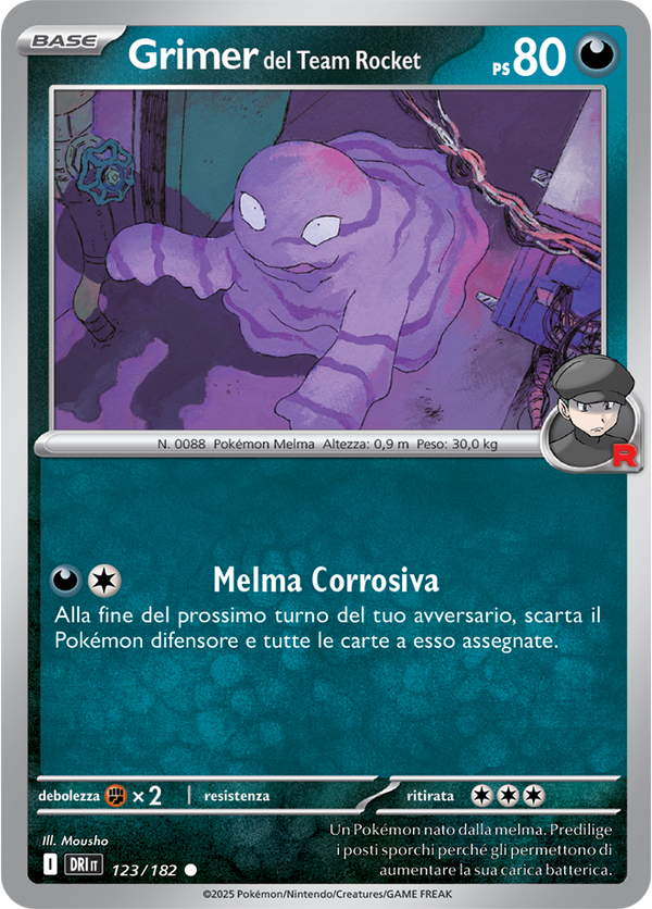 Grimer del Team Rocket DRI 123/182 Reverse Holo - ITA - Near Mint - Scarlatto e Violetto - Rivali Predestinati - Carta Pokemon