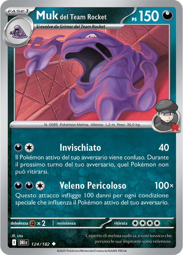 Muk del Team Rocket 124/182 Reverse Holo - ITA - Near Mint - Scarlatto e Violetto - Rivali Predestinati - Carta Pokemon