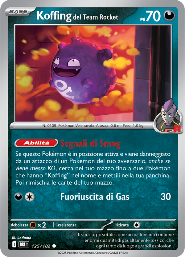 Koffing del Team Rocket 125/182 - ITA - Near Mint - Scarlatto e Violetto - Rivali Predestinati - Carta Pokemon