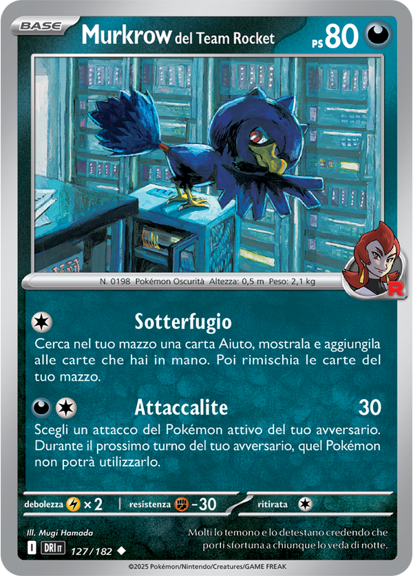 Murkrow del Team Rocket DRI 127/182 - ITA - Near Mint - Scarlatto e Violetto - Rivali Predestinati - Carta Pokemon