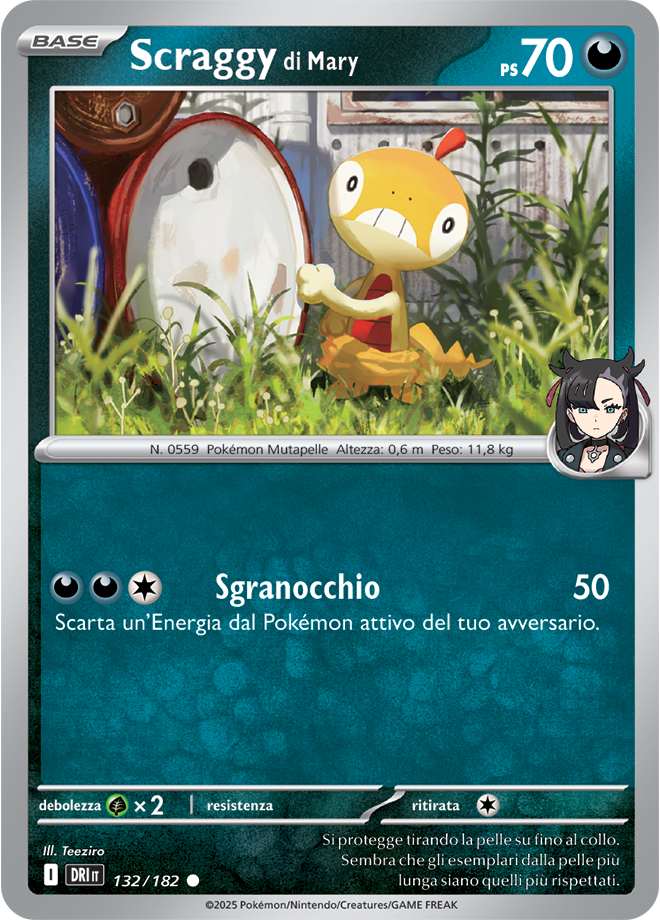 Scraggy di Mary 132/182 - ITA - Near Mint - Scarlatto e Violetto - Rivali Predestinati - Carta Pokemon