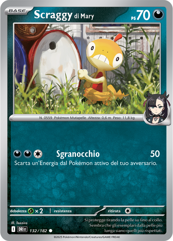 Scraggy di Mary 132/182 Reverse Holo - ITA - Near Mint - Scarlatto e Violetto - Rivali Predestinati - Carta Pokemon