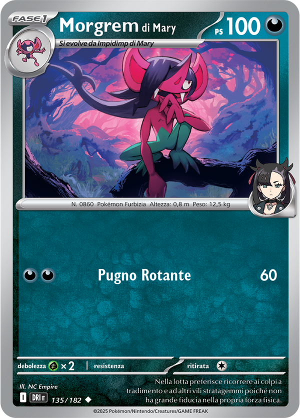 Morgrem di Mary DRI 135/182 - ITA - Near Mint - Scarlatto e Violetto - Rivali Predestinati - Carta Pokemon
